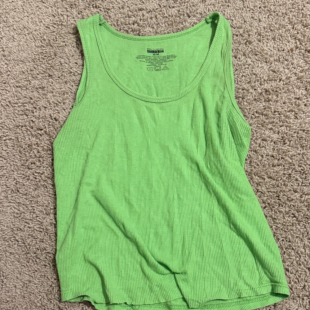 Bright Green Ribbed Tank Top